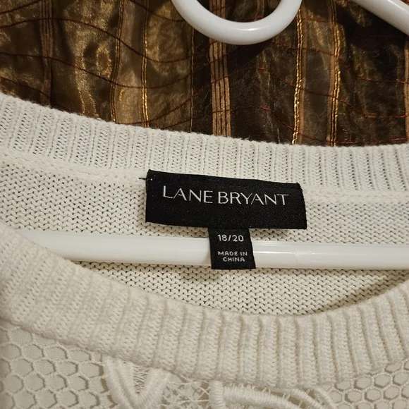 Lane Bryant-Cream Pullover Sweater with Lace Front Overlay-Plus Size 18/20 - Picture 3 of 6